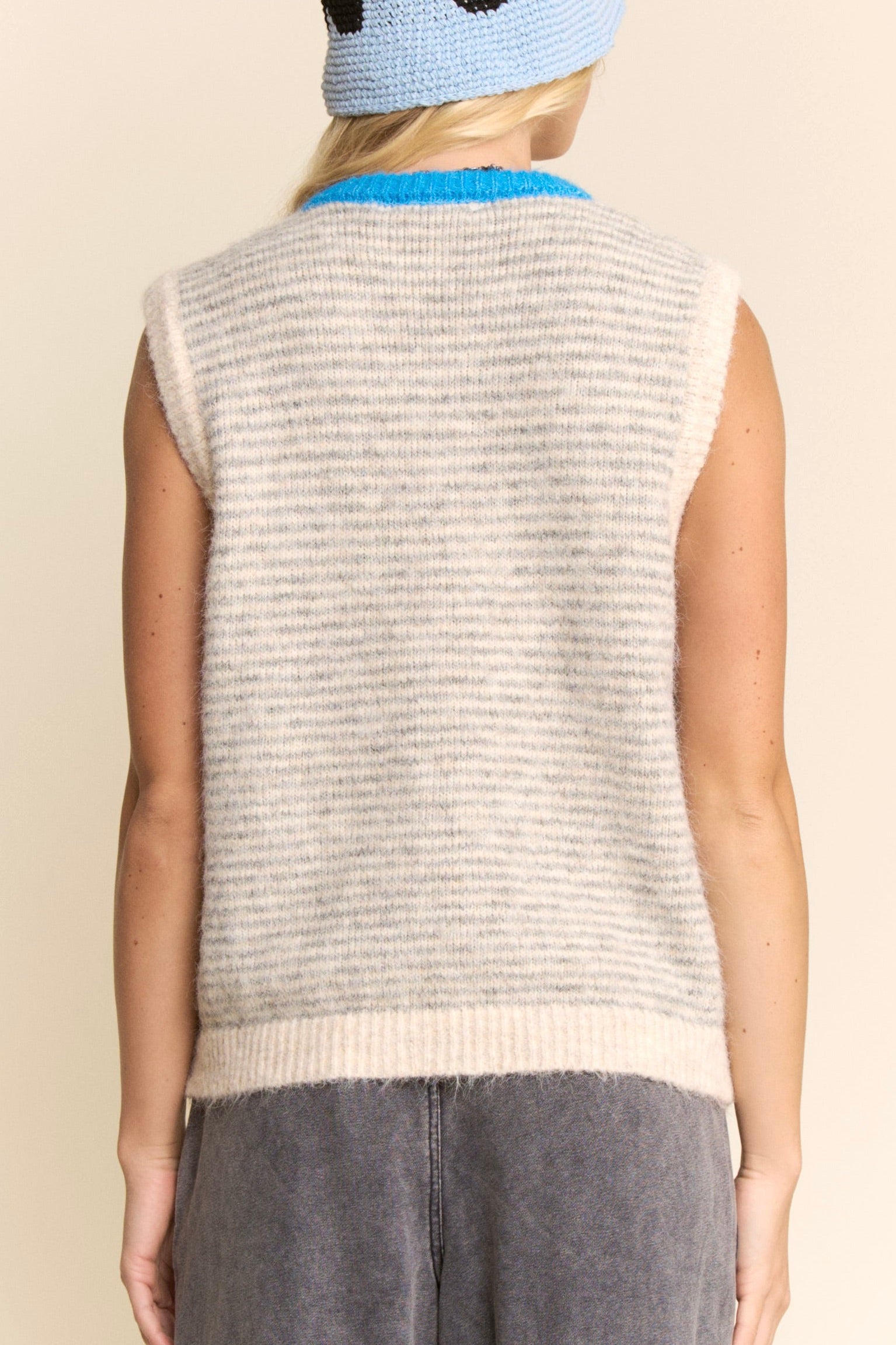 Striped Sweater Vest - Blue