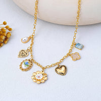 Vintage Heart Porcelain Charm Necklace