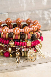 Multi Layered Beads Bracelet - Flamingo