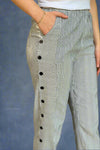 Buttoned Striped Pants Black