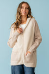 Mixed Texture Hooded Sweater Jacket