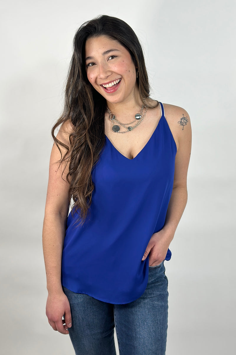 V-Neck Chiffon Cami Blue