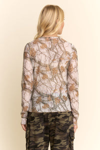 Tree Camo Mesh Top - White