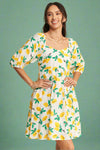 Smocked Mini Lemon Dress - Yellow