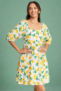 Smocked Mini Lemon Dress - Yellow