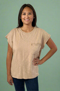 Pocket Boxy Washed Tee - Dark Taupe
