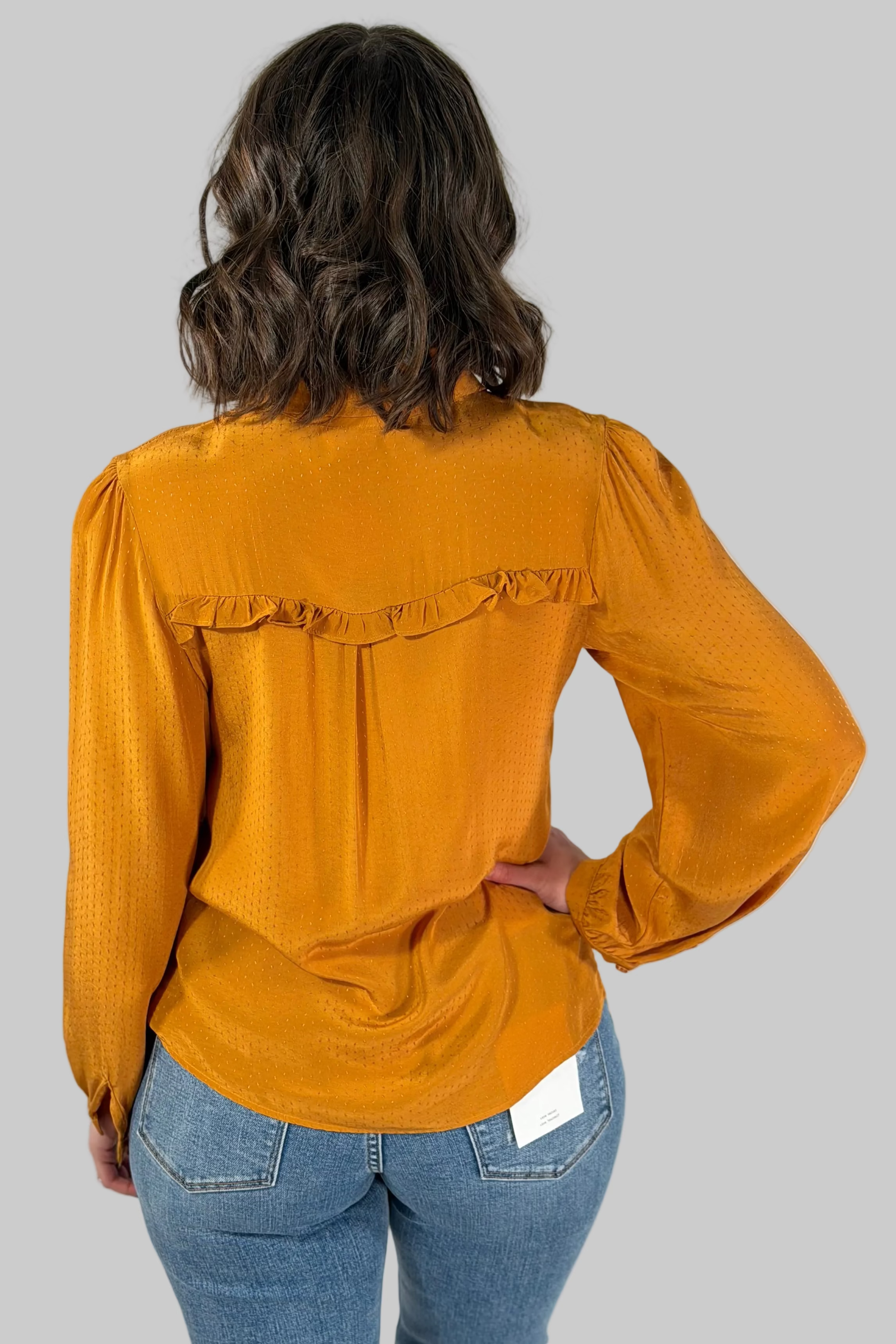 Ruffle Blouse Bow - Gold