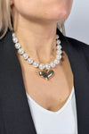 Beaded Chain Heart Necklace Pearl
