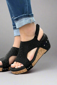 Barbara Crystal Wedge - Black