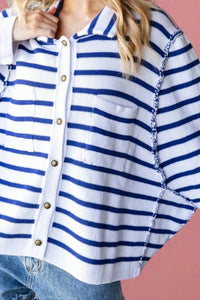 Striped Knit Cardigan - White