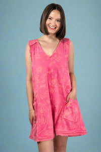 Floral French Terry Mini Dress - Pink