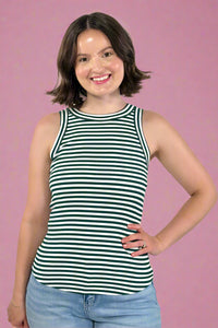 Striped Fitted Tank Top - Green