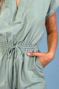Collared Romper - Sage Green