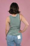 Striped Fitted Tank Top - Green
