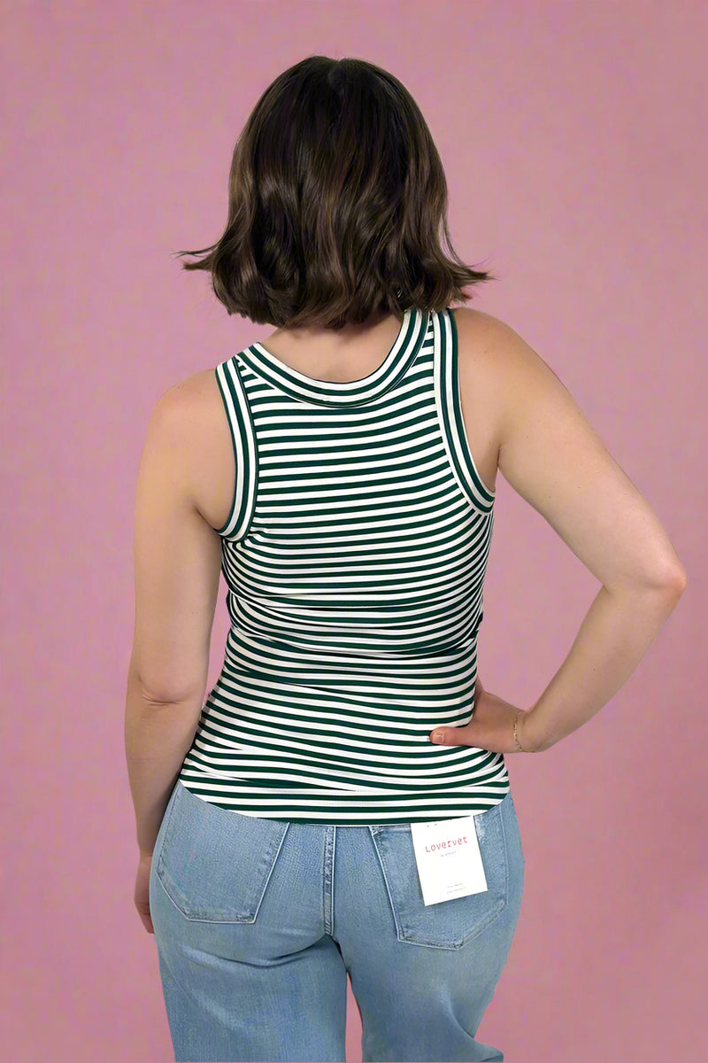 Striped Fitted Tank Top - Green