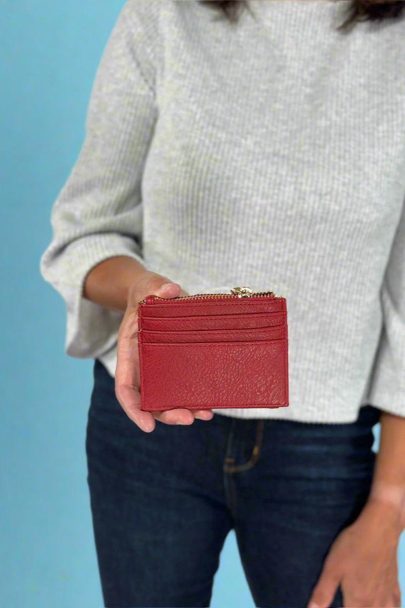 Mini Snap Button Wallet & Cardholder - Wine