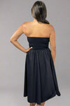 Strapless Flared Midi Dress - Black