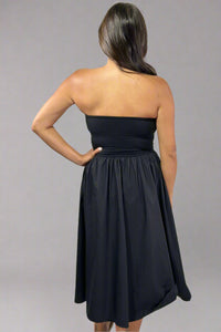 Strapless Flared Midi Dress - Black