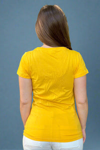 Women's Cotton V-Neck Tee - Yellow