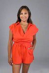 Collared Romper - Tomato