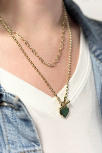 Layered Heart Charm Necklace - Gold