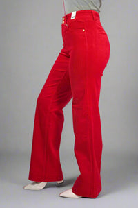 High Waisted Red Corduroy Wide Leg JB144