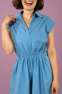 Flirty Collared Mini Dress - Blue