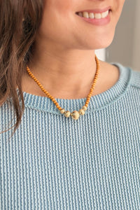 Wood Beaded Short Necklace
