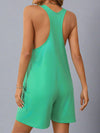 Solid Halter Neck Romper - Green