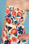 Vibrant Boho Floral Strapless Romper