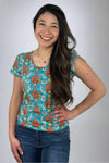 Top With Tulip Sleeve Teal