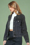 Cropped Denim Jacket - Black