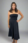 Strapless Flared Midi Dress - Black