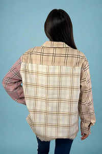 Plaid Oversize Shacket - Pink