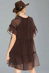 Floral Print V-Neck Mini Dress - Black