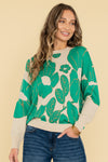 Floral Print Pullover - Kelly Green