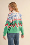 Mock Neck Half Zip Sweater - Bright Green