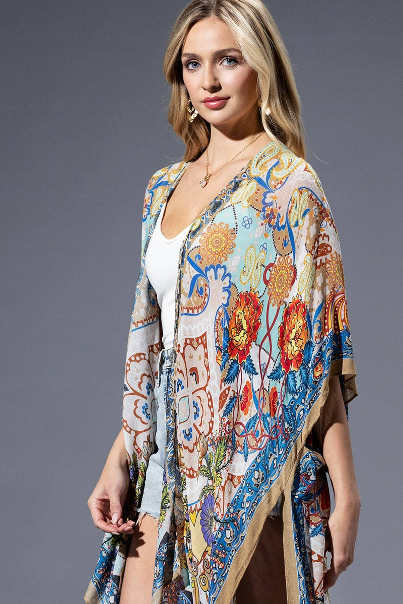 Gold Blue Mandala Kimono