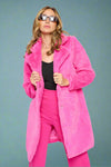 Savannah Faux Fur Coat - Hot-Pink