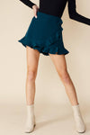 Ruffled Wrap Skort With Back Zipper - Blue