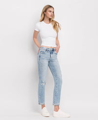 Tummy Control HR Cuff Slim Straight Jeans LV1302