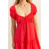 Ruched Short Sleeve Mini Dress - Teaberry