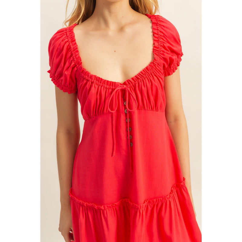 Ruched Short Sleeve Mini Dress - Teaberry