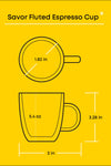 Fluted Double Wall Espresso Glasses Set of 2 - 5.4 oz