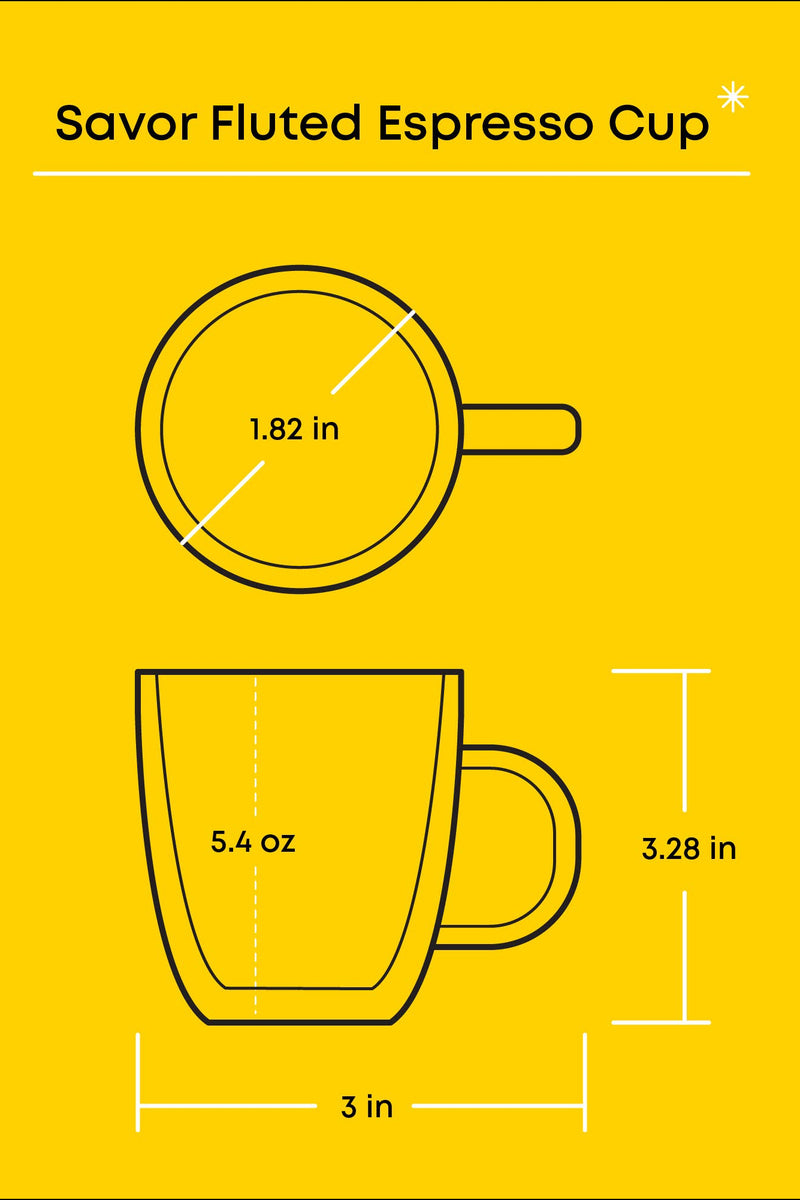 Fluted Double Wall Espresso Glasses Set of 2 - 5.4 oz
