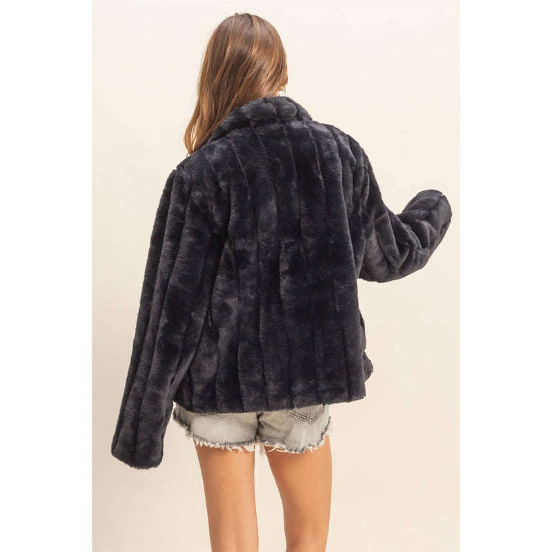 Faux Fur Jacket - Black
