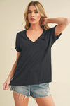 Zoie Rolled Sleeve Tee - Black