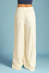 High Waist Wide Leg Pants - Cream