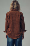 Reversible Plaid Corduroy Shacket - Brown