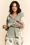 Flower Patchwork Hoodie - Seafoam
